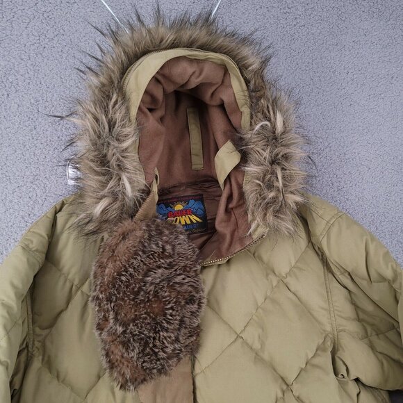 Eddie Bauer Goose Down Jacket Faux Fur Hood/Face 650 Fill Power Geddes Parka L - Picture 2 of 12